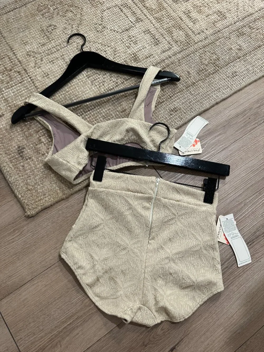SEEA Anthropologie Georgia Buttoned Bikini Top and Bikini Bottom Doris Small NWT